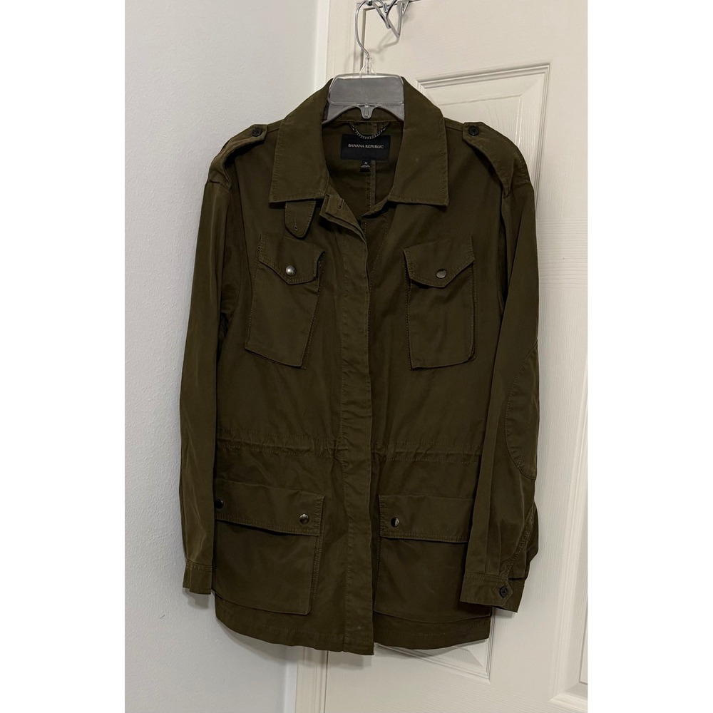 Banana Republic Mens sz M Military Coat Olive Green Cotton Field Jacket